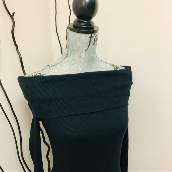 Zara Off Shoulder Mini Black Dress Knit Top Longsleeves - Picture 9 of 9